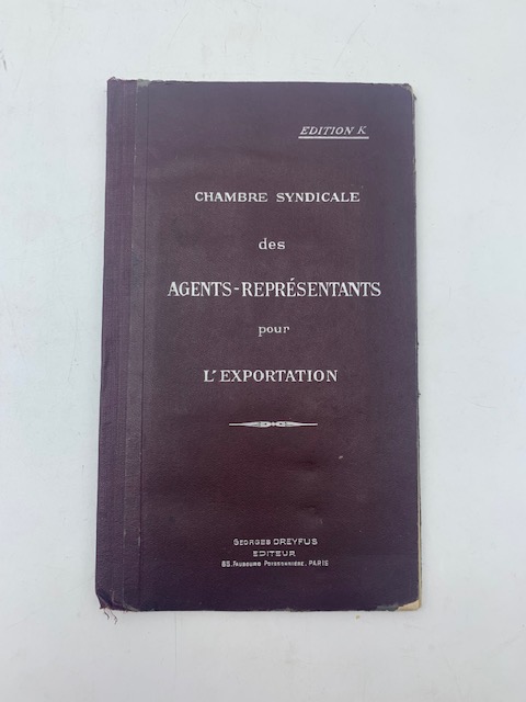 Edition K. Chambre syndicale des Agents-Representants pour l'Exportation Paris (Carte de nuances)
